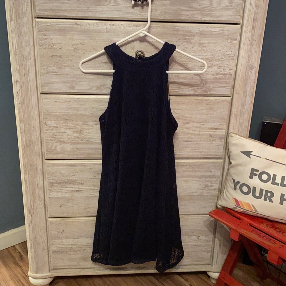 Super cute dark blue dress. Built in slip